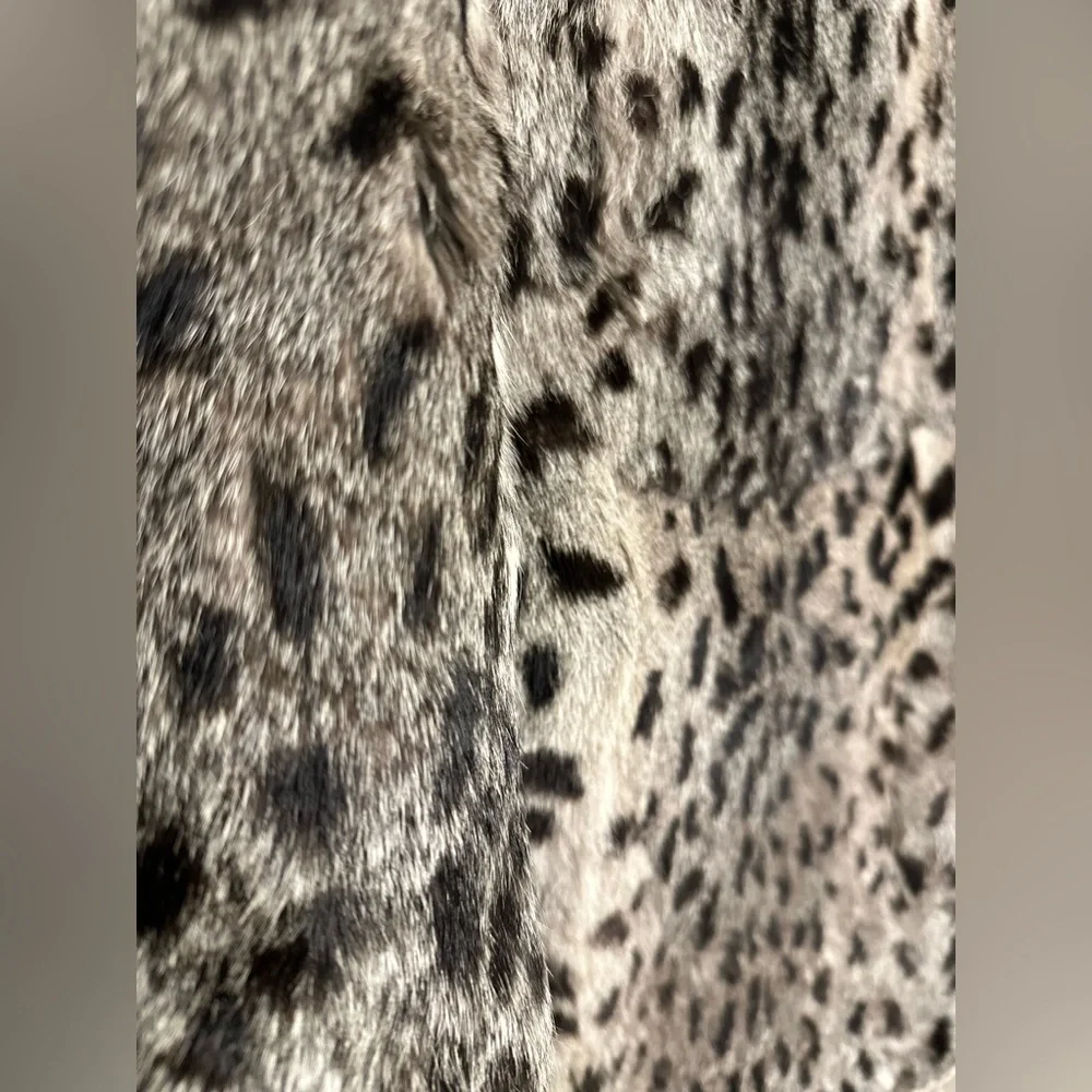 Genuine Rabbit Dyed Leopard Print Fur Coat - Picture 7 of 10